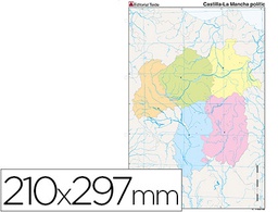 [7227-8] MAPA MUDO COLOR DIN A4 CASTILLA-LA MANCHA POLITICO