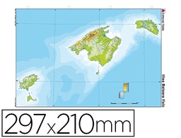[7219-3] MAPA MUDO COLOR DIN A4 ISLAS BALEARES FISICO