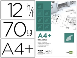 [PV16] PAPEL DIBUJO LIDERPAPEL A4+ 320X240MM 70G/M2 VEGETAL SOBRE DE 12 HOJAS
