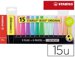 [7015-01-5] ROTULADOR STABILO BOSS FLUORESCENTE 70 BLISTER DE 15 UNIDADES COLORES SURTIDOS