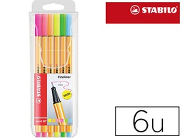 [88/6-1] ROTULADOR STABILO PUNTA DE FIBRA POINT 88 BLISTER 6 COLORES SURTIDOS NEON