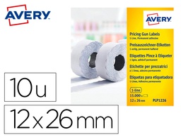 [PLP1226] ETIQUETA AVERY 1 LINEA ADHESIVO PERMANENTE 26X12 MM BLANCA ROLLO 1500 UNIDADES CAJA DE 10 UNIDADES