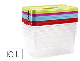 [11680 NRO 24] CAJA MULTIUSOS PLASTICO 10 L NUMERO 24 TAPA DE COLOR CON ASA 385X230X175 MM