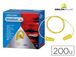 [CONICCO200JA] PROTECTOR AUDITIVO DELTA PLUS CONICO CON CORDON CAJA 200 PARES