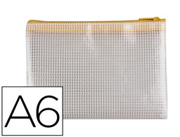 [KF18667] BOLSA MULTIUSOS Q-CONNECT MALLA DIN A6 APERTURA SUPERIOR CON CREMALLERA AMARILLO