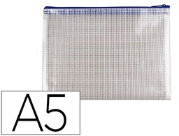 [KF18666] BOLSA MULTIUSOS Q-CONNECT MALLA DIN A5 APERTURA SUPERIOR CON CREMALLERA AZUL