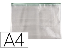 [KF18665] BOLSA MULTIUSOS Q-CONNECT MALLA DIN A4 APERTURA SUPERIORCON CREMALLERA VERDE