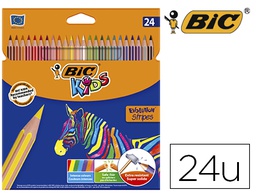 [9505251] LAPICES DE COLORES BIC EVOLUTION STRIPES CAJA DE 24 COLORES SURTIDOS