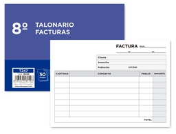 [T247] TALONARIO LIDERPAPEL FACTURAS 8º ORIGINAL Y COPIA T247 APAISADO SIN I.V.A
