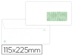 [SL38] SOBRE LIDERPAPEL BLANCO 115X225 MM VENTANA DERECHA SOLAPA TIRA SILICONA RECICLADO 90 GR CAJA DE 500 UNIDADES
