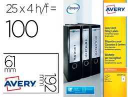 [L4761-25] ETIQUETA ADHESIVA AVERY PERMANENTE BLANCA 61X192 MM PARA LOMO ARCHIVADOR LASER CAJA DE 100 UNIDADES