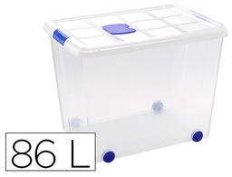 [11251] CONTENEDOR PLASTICO PLASTICFORTE 86 LITROS N 8 TRANSPARENTE CON TAPA 470X620X450 MM