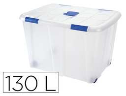[11346] CONTENEDOR PLASTICO PLASTICFORTE 130 LITROS N 16 TRANSPARENTE CON TAPA 480X740X540 MM