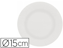 [10416] PLATO PAPEL RECICLABLE BLANCO 15 CM PAQUETE 100 UNIDADES