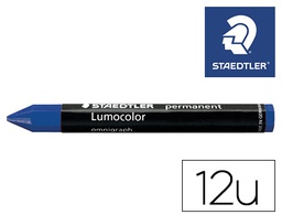 [236-3] CERA STAEDTLER PARA MARCAR AZUL LUMOCOLOR PERMANENTE OMNIGRAPH 236 CAJA DE 12 UNIDADES