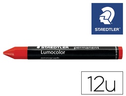 [236-2] CERA STAEDTLER PARA MARCAR ROJO LUMOCOLOR PERMANENTE OMNIGRAPH 236 CAJA DE 12 UNIDADES