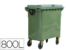 [DJP0800] CONTENEDOR PLASTICO CON TAPADERA 800 L 4 RUEDAS CON FRENO COLOR VERDE 1360X770X1269 MM