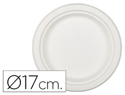 [105380] PLATO DE FIBRA NATURAL NUPIK BIODEGRADABLE BLANCO 17 CM DE DIAMETRO APTO MICROONDAS PAQUETE DE 50 UNIDADES