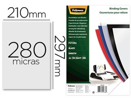 [5476603] TAPA DE ENCUADERNACION FELLOWES DIN A4 POLIPROPILENO NEGRO 280 MICRAS PACK DE 100 UNIDADES