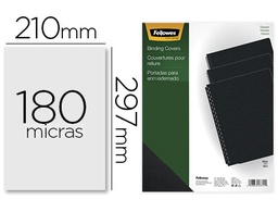 [5100301] TAPA DE ENCUADERNACION FELLOWES DIN A4 PVC OPACO NEGRO 180 MICRAS PACK DE 100 UNIDADES