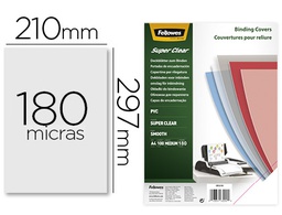 [5375901] TAPA DE ENCUADERNACION FELLOWES DIN A4 PVC TRANSPARENTE CRISTAL 180 MICRAS PACK DE 100 UNIDADES