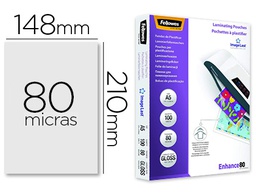 [5306002] BOLSA DE PLASTIFICAR FELLOWES BRILLO DIN A5 80 MC PACK 100 UNIDADES