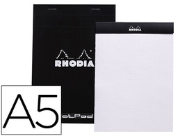 [16559C] BLOC NOTA RHODIA BLACK DOT PAD DIN A5 80 HOJAS 80 G/M2 LISO CON PUNTOS NEGROS 5 MM PERFORADO