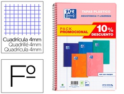[400091366] CUADERNO ESPIRAL OXFORD TAPA PLASTICO FOLIO 80 HOJAS CUADRO 4 MM -UNIDAD-