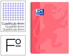[400106964] CUADERNO ESPIRAL OXFORD SCHOOL CLASSIC TAPA POLIPROPILENO FOLIO 80 HOJAS CUADRO 4 MM CON MARGEN ROSA