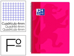 [400079664] CUADERNO ESPIRAL OXFORD SCHOOL CLASSIC TAPA POLIPROPILENO FOLIO 80 H CUADRO 4 MM CON MARGEN FUCSIA