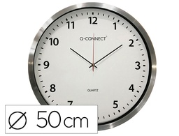 [KF11216] RELOJ Q-CONNECT DE PARED PLASTICO OFICINA REDONDO 50 CM MARCO CROMADO