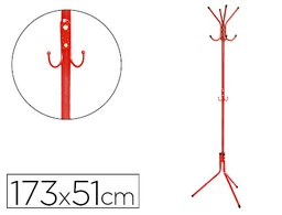 [KF17118] PERCHERO METALICO Q-CONNECT ROJO 8 COLGADORES 173X51 CM