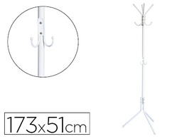 [KF17117] PERCHERO METALICO Q-CONNECT BLANCO 8 COLGADORES 173X51 CM