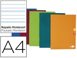 [LA26] LIBRETA LIDERPAPEL SCRIPTUS A4 48 HOJAS 90G/M2 RAYADO MONTESSORI 5MM CON MARGEN COLORES SURTIDOS