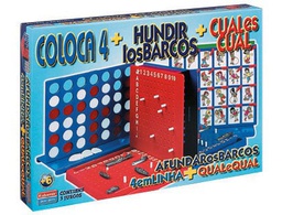 [11545] JUEGOS DE MESA FALOMIR CUATRO EN LINEA + CUAL ES CUAL + HUNDIR LOS BARCOS