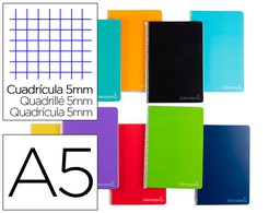 [BJ06] CUADERNO ESPIRAL LIDERPAPEL A5 MICRO WITTY TAPA DURA 140H 75GR CUADRO 5MM 5 BANDAS 6 TALADROS COLORES SURTIDOS