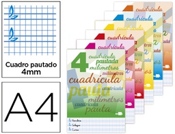 [LB68] LIBRETA LIDERPAPEL PAUTAGUIA TAPA CARTONCILLO 32 HOJAS DIN A4 70 GR CUADRICULADO PAUTADO 4 MM