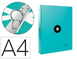 [KA51] CARPETA ANTARTIK A4 FORRADA 4 ANILLAS 25 MM REDONDAS COLOR MENTA