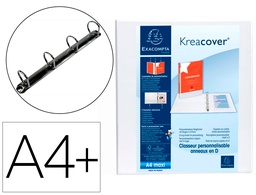 [51844E] CARPETA EXACOMPTA CANGURO 4 ANILLAS 50 MM DIN A4+ CARTON FORRADO POLIPROPILENO PERSONALIZABLE 3 BOLSILLOS