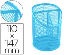 [KF11220] CUBILETE PORTALAPICES Q-CONNECT TURQUESA METAL REJILLA CON 3 COMPARTIMENTOS DIAMETRO 110 MM ALTO 147 MM