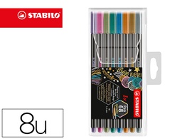 [6808/8-11] ROTULADOR STABILO PUNTA DE FIBRA PEN 68 METALLIC ESTUCHE PLASTICO DE 8 UNIDADES COLORES SURTIDOS