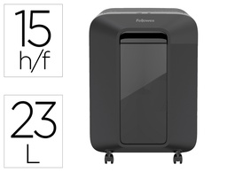 [5050001] DESTRUCTORA DE DOCUMENTOS FELLOWES LX201 CAPACIDAD DE 12H SEGURIDAD P5 GRAPAS CLIPS Y TARJETAS 23 LITROS NEGRA