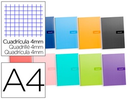 [BF62] CUADERNO ESPIRAL LIDERPAPEL A4 CRAFTY TAPA FORRADA 80H 90 GR CUADRO 4 MM CON MARGEN COLORES SURTIDOS