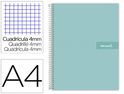 [BJ78] CUADERNO ESPIRAL LIDERPAPEL A4 CRAFTY TAPA FORRADA 80H 90 GR CUADRO 4MM CON MARGEN COLOR TURQUESA