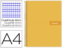 [BF59] CUADERNO ESPIRAL LIDERPAPEL A4 CRAFTY TAPA FORRADA 80H 90 GR CUADRO 4MM CON MARGEN COLOR NARANJA