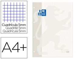 [400121559] RECAMBIO COLOR 1 OXFORD DIN A4+ 80 HOJAS 90 GR CUADRO 5 MM 4 TALADROS COLOR BLANCO