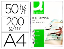 [KF11225] PAPEL Q-CONNECT FOTO MATE DOBLE CARA DIN A4 PARA FOTOCOPIADORAS E IMPRESORAS INK JET BOLSA DE 50 HOJAS 220