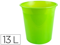 [KF19039] PAPELERA PLASTICO Q-CONNECT VERDE TRANSLUCIDO 13 LITROS