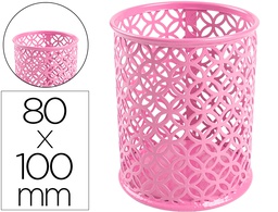 [KF11224] CUBILETE PORTALAPICES Q-CONNECT METAL ROSA REDONDO DIAMETRO 80 MM ALTO 100 MM