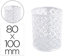 [KF11222] CUBILETE PORTALAPICES Q-CONNECT BLANCO METAL REDONDO DIAMETRO 80 MM ALTO 100 MM